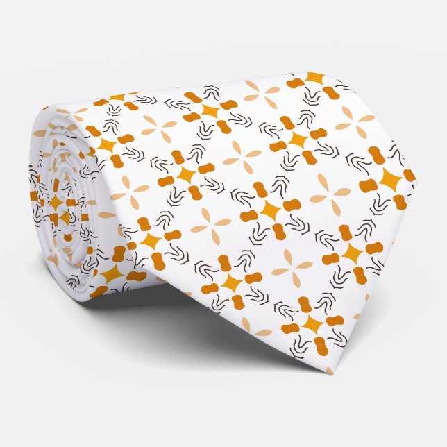 Autumn Colours Orange Brown and White Tie (Rolled)