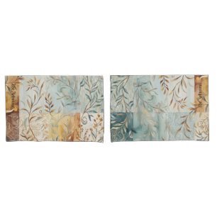 Autumn Colours Patchwork Pattern Gold Abstract Tea Pillowcase