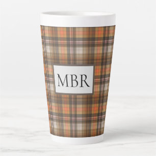 Autumn Colours Plaid Add Monogram  Latte Mug