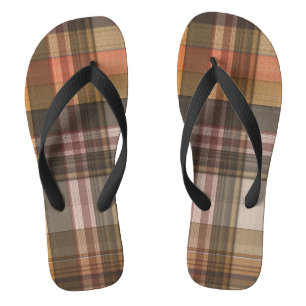 Autumn Colours Plaid Flip Flops
