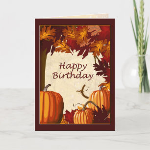 Autumn Colours Pumpkin Patch Happy Birthday Card