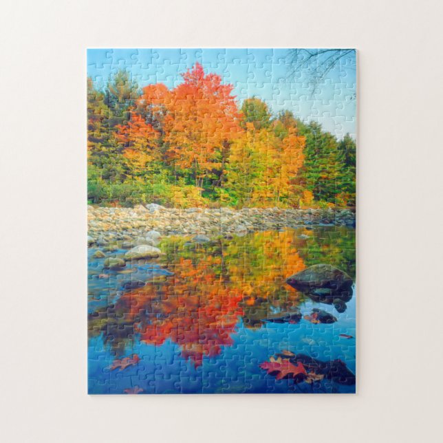 Autumn Colours reflecting in a stream in Vermont Jigsaw Puzzle (Vertical)