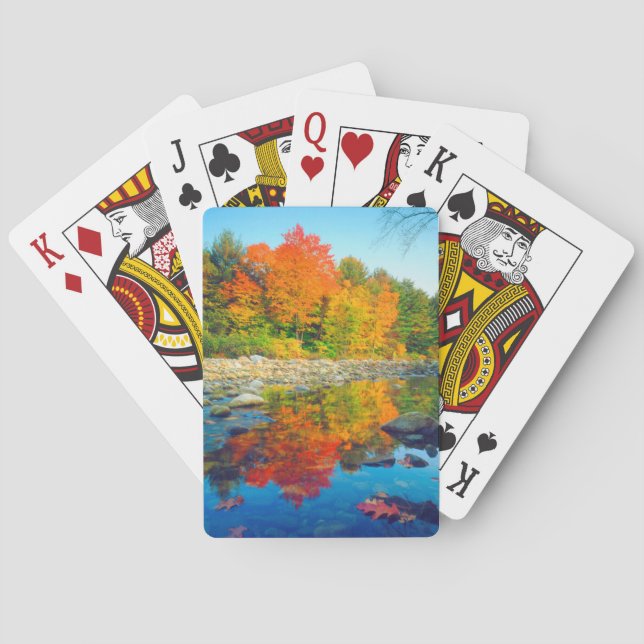 Autumn Colours reflecting in a stream in Vermont Playing Cards (Back)