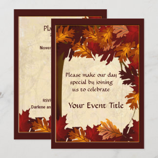 Autumn Colours Tree Leaves All Occasion Custom Invitation