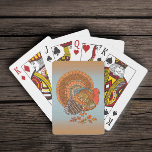 Autumn Colours Turkey Leaves Thanksgiving Playing Cards