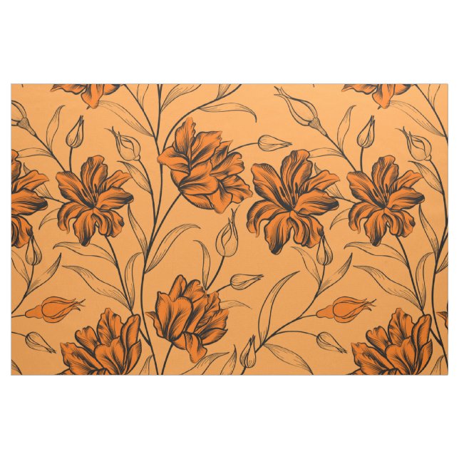 Autumn colours vintage flowers pattern fabric (Yard)