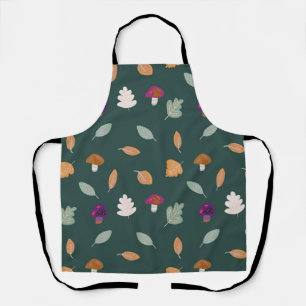 Autumn Colours with Leaves and Mushrooms Pattern Apron