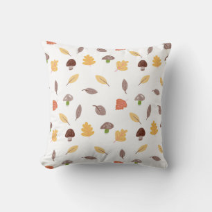 Autumn Colours with Leaves and Mushrooms   Throw Pillow