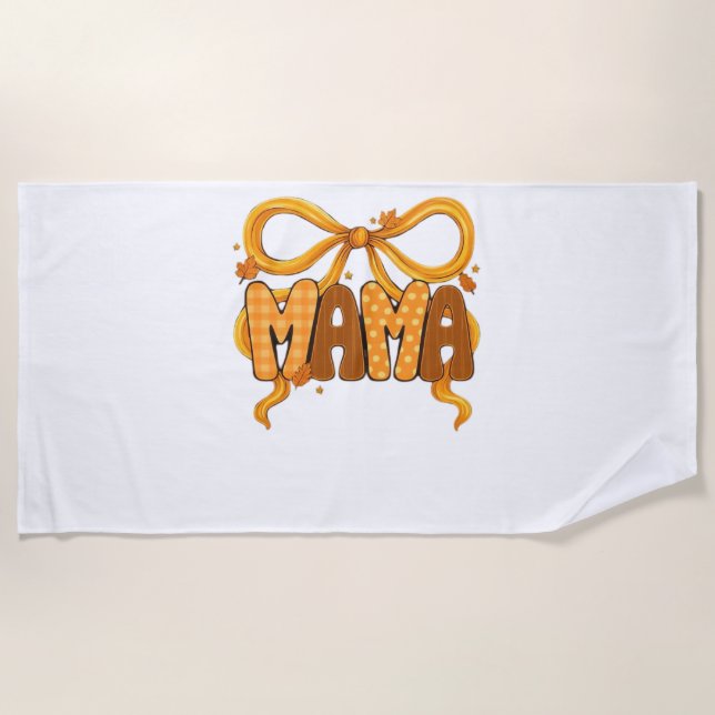 Autumn Coquette Mama – Cozy Fall Aesthetic with Bo Beach Towel (Front)