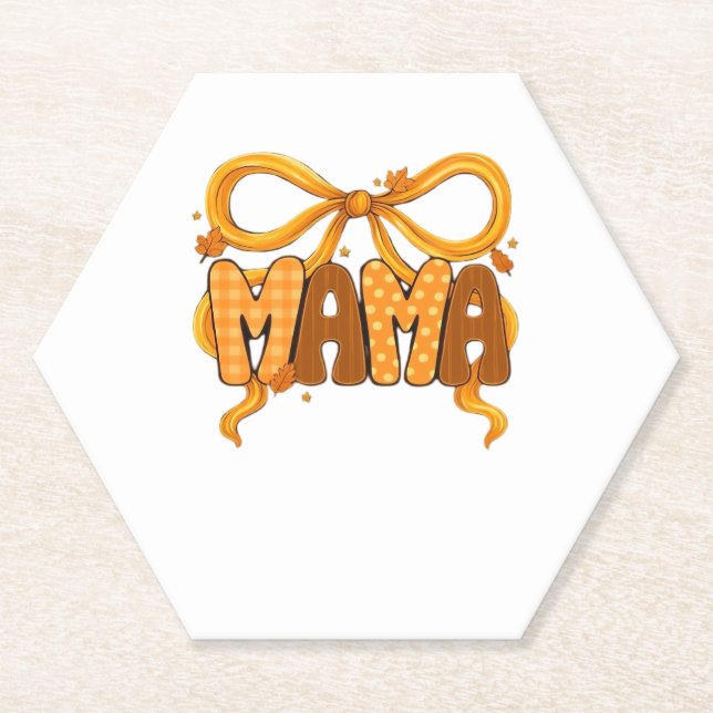 Autumn Coquette Mama – Cozy Fall Aesthetic with Bo Paper Coaster (Front)