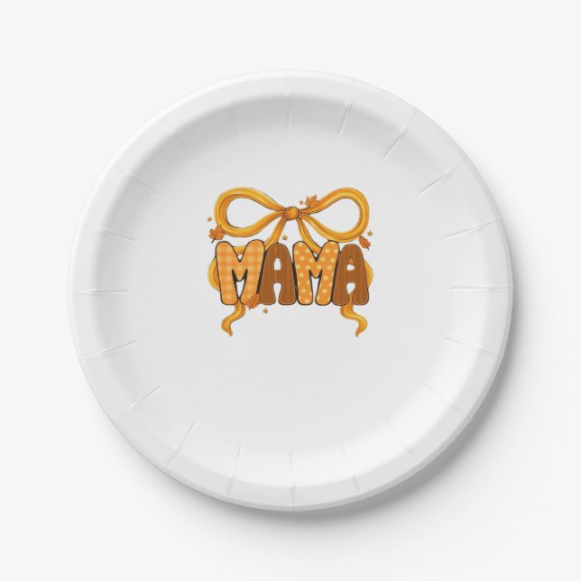 Autumn Coquette Mama – Cozy Fall Aesthetic with Bo Paper Plate (Front)