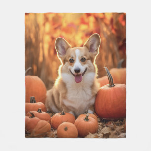 Autumn Corgi Fleece Blanket