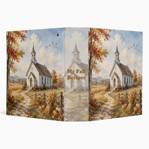 Autumn Country Church Watercolor Landscape Binder