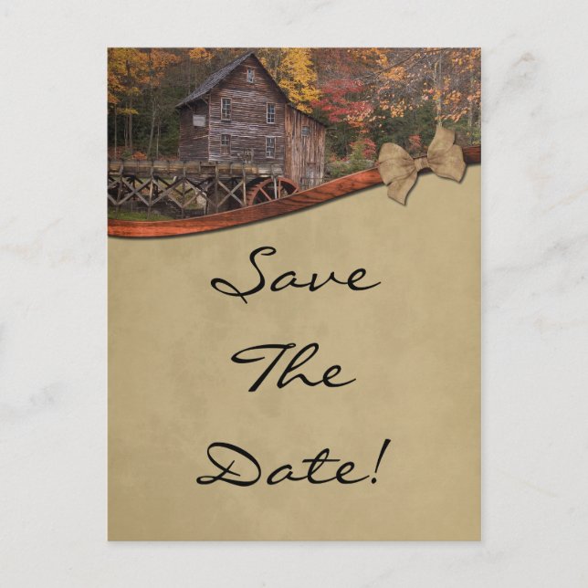 Autumn Country Theme Save The Date Wedding Announcement Postcard (Front)