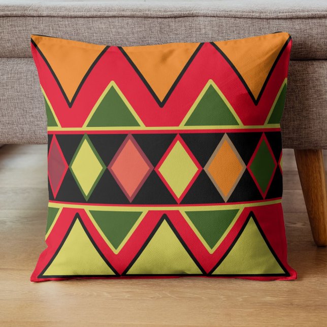 Autumn Countryside Aztec Pattern Throw Pillow (Creator Uploaded)