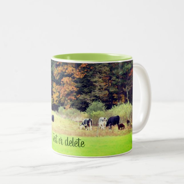 Autumn Cow Field Nature Personalized    Two-Tone Coffee Mug (Front Right)