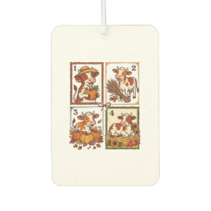 Autumn Cow Quartet Vintage Patchwork Farm Shirt Air Freshener