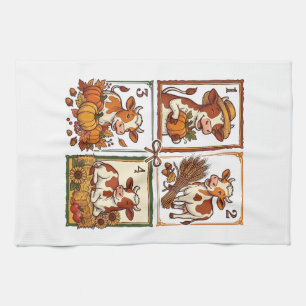 Autumn Cow Quartet Vintage Patchwork Farm Shirt Kitchen Towel
