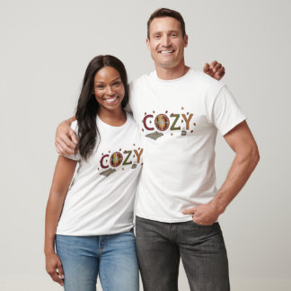 Autumn Cozy Design with Falling Leaves T-Shirt