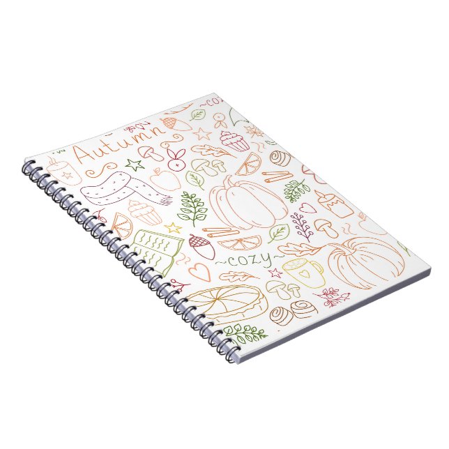 Autumn Cozy Doodle Pattern – Fall Pumpkins, Leaves Notebook (Right Side)