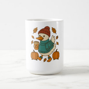 Autumn Cozy Duck with Pumpkin Café Coffee Mug