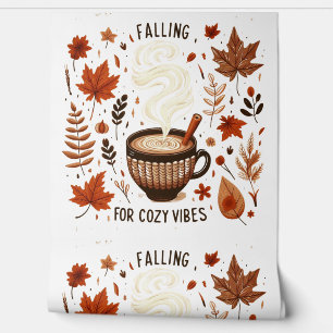 Autumn Cozy Fall Leaves & Pumpkin Spice Pattern Wallpaper