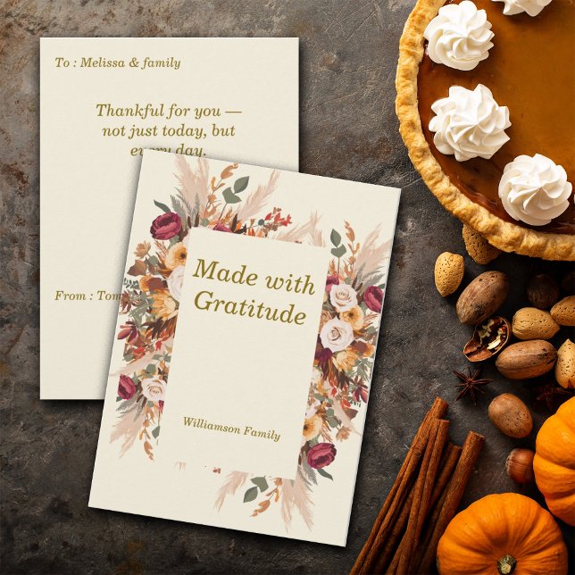 Autumn Cozy Floral Thanksgiving Personalize Holiday Card (Creator Uploaded)