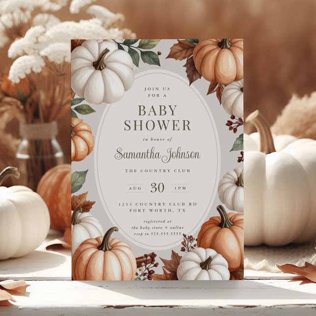 Autumn Cozy Pumpkin Baby Shower Invitation (Creator Uploaded)