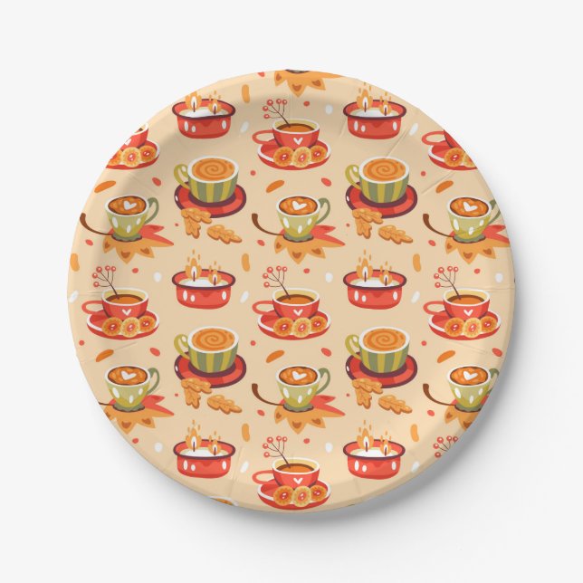 Autumn Cozy Pumpkin Spice  Paper Plates (Front)
