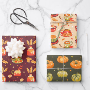 Autumn Cozy Pumpkin Spice  Wrapping Paper Sheet