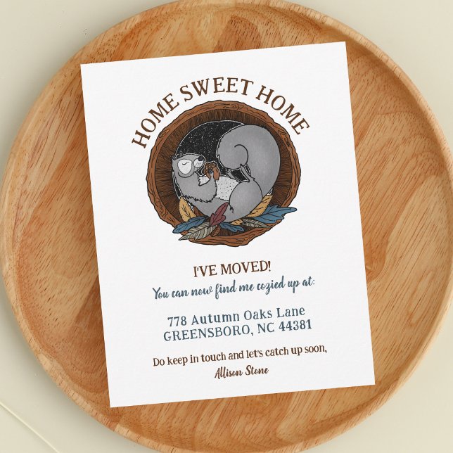 Autumn Cozy Squirrel Moving New Address Announcement (Cozy Autumn New Address Announcement)