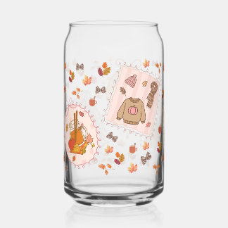 Autumn Cozy Sweater & Pumpkin Spice Can Glass