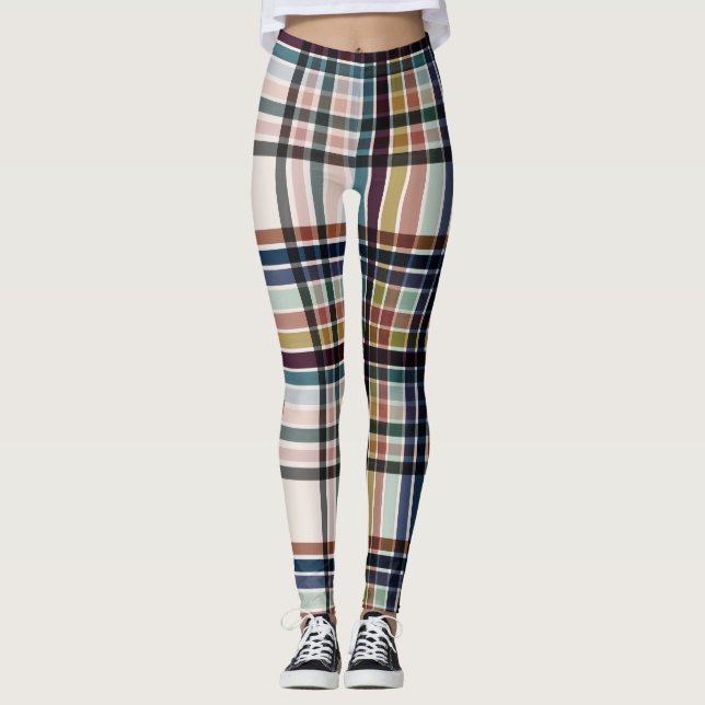 Autumn & Cream Plaid  Leggings (Front)