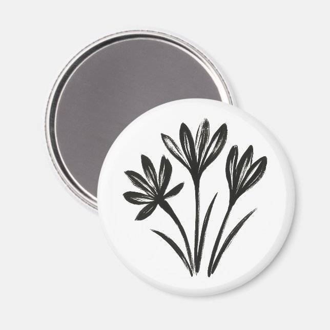 Autumn Crocus – Ink Brush Botanical Trio on Magnet (Front/Back)