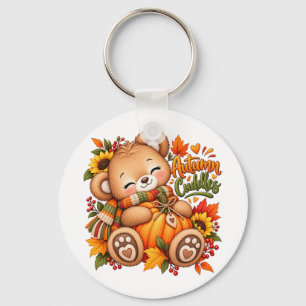 Autumn Cuddles Teddy Bear Pumpkin Fall Baby & Kids Keychain