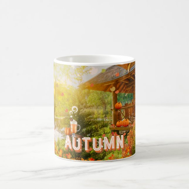 Autumn Cup, Fall Cup, Fall Mug With Log Cabin  (Center)