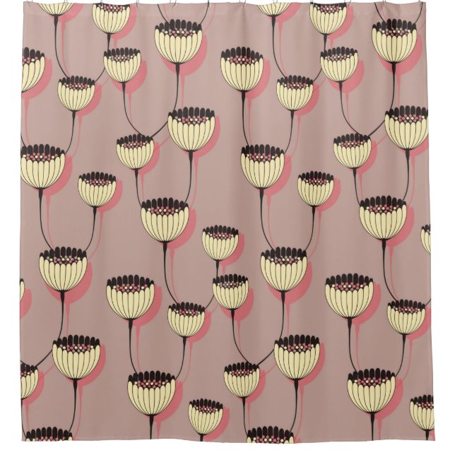 autumn cup flowers seamless pattern in brown and p (Front)
