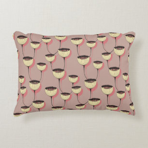 autumn cup flowers seamless pattern in brown and p accent pillow
