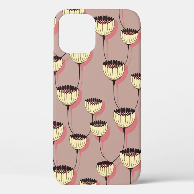 autumn cup flowers seamless pattern in brown and p Case-Mate iPhone case (Back)