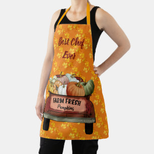 Autumn Customize Pumpkin Gold Leaves Apron
