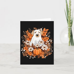 Autumn Cute Dog Ghost With Pumpkin Halloween Fall Card