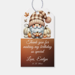Autumn Cute Gnome Fall Leaves Birthday Gift Tags