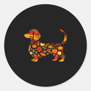 Autumn Dachshund Dog Lover Doxie Mama Thanksgiving Classic Round Sticker