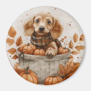 Autumn Dachshund Dogs Pumpkin Magnet