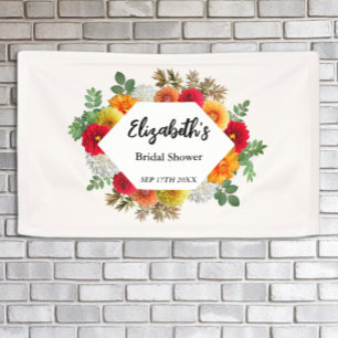 Autumn Dahlia Floral Fall Bridal Shower Banner
