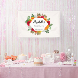 Autumn Dahlia Floral Fall Bridal Shower Banner