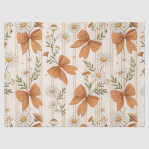 Autumn Daisy and Bow Floral Pattern Tissue Paper