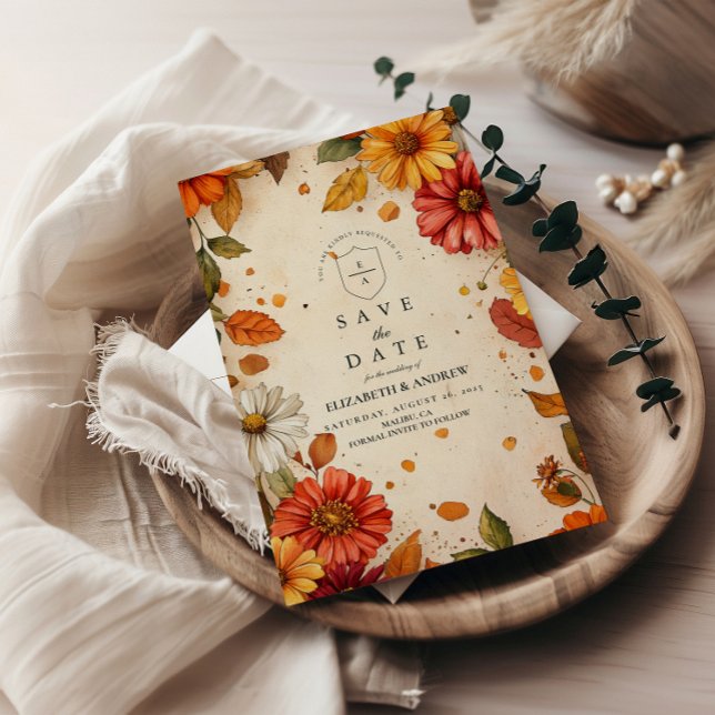 Autumn Daisy Floral Wedding Save The Date (Creator Uploaded)