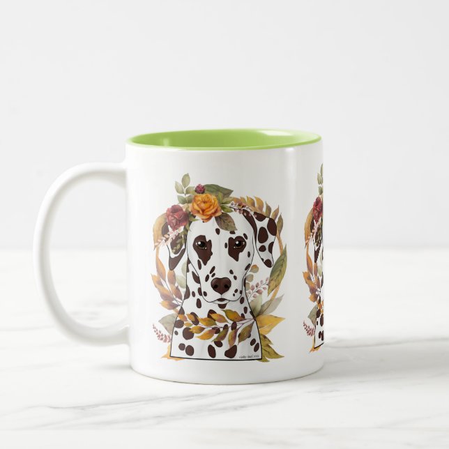 Autumn Dalmatian Two-Tone Coffee Mug (Left)