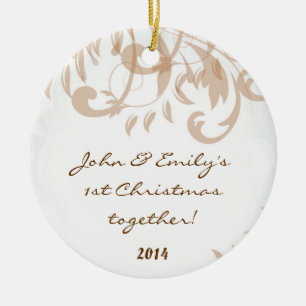 Autumn Damask Lace Fall Personalized Name Ornament